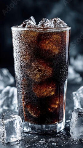 isolated of very cold glass filled ice black coffee americano --no coke