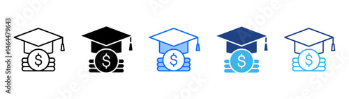 Education Funding Icon Set With Multiple Style Collection 
