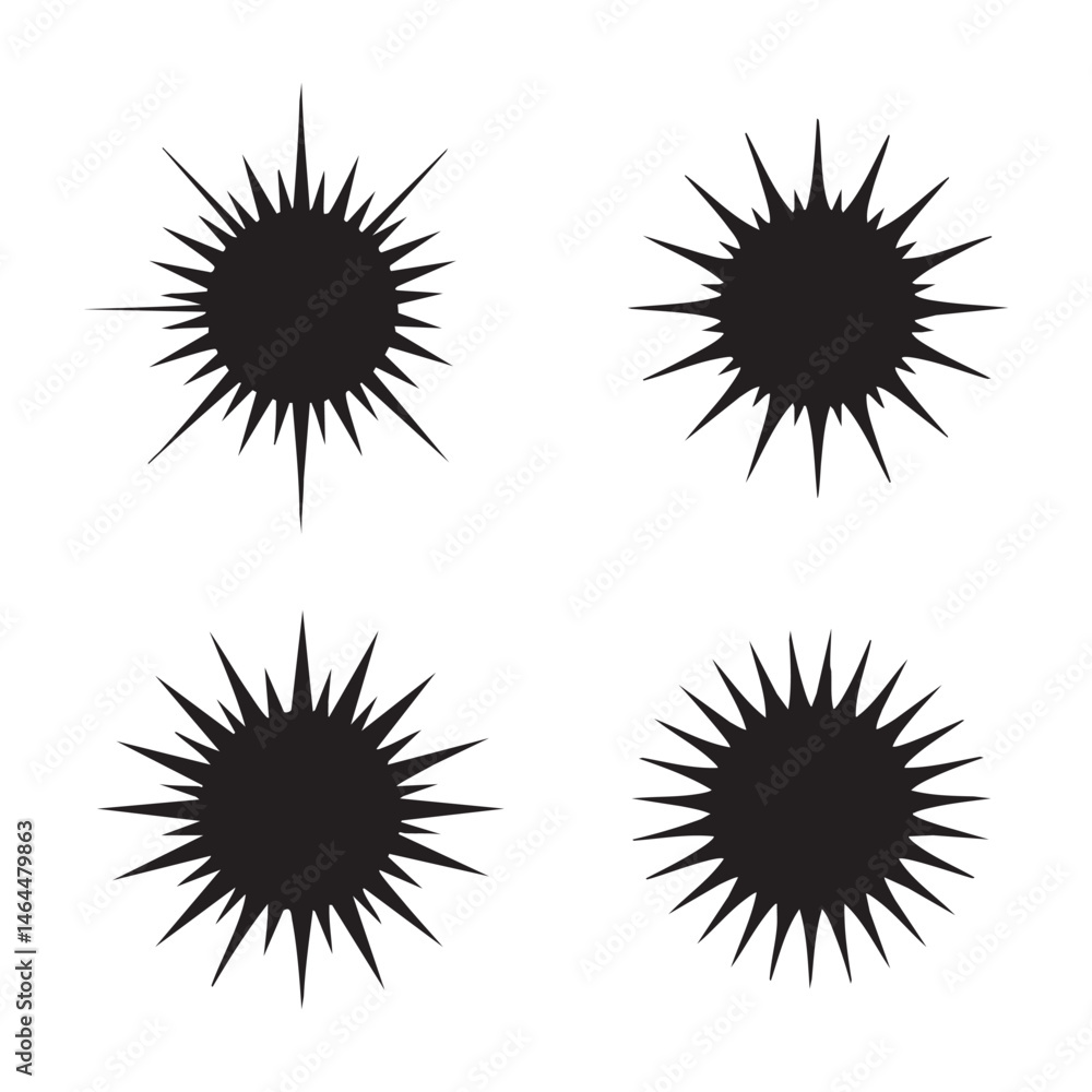 Fototapeta premium Set of sun silhouette on white background