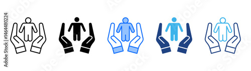 Refugee Icon Set With Multiple Style Collection 