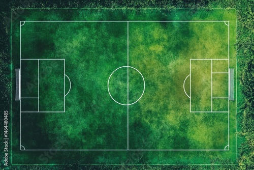 Empty soccer field, top-down view