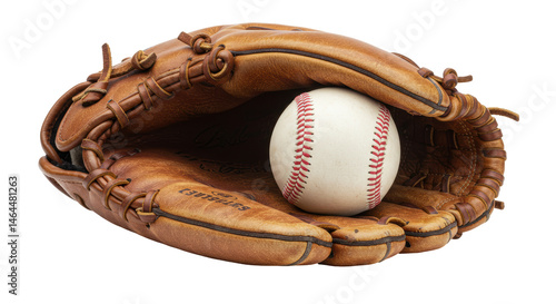 Isolated Baseball Glove with Ball