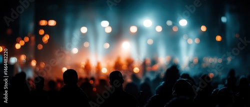 photo background of bokeh people in bright lights on stage where everyone is in the background and out of focus