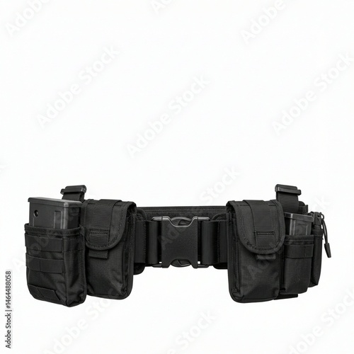 Functional Black Tactical Belt with Magazine Pouches
