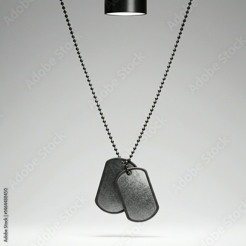Pair of Military Dog Tags Hanging on a Chain