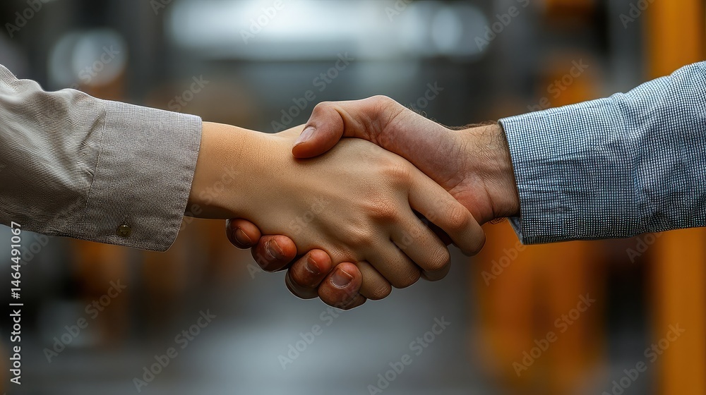 Handshake with business deal, and factory. Handshake with business deal, and factory.