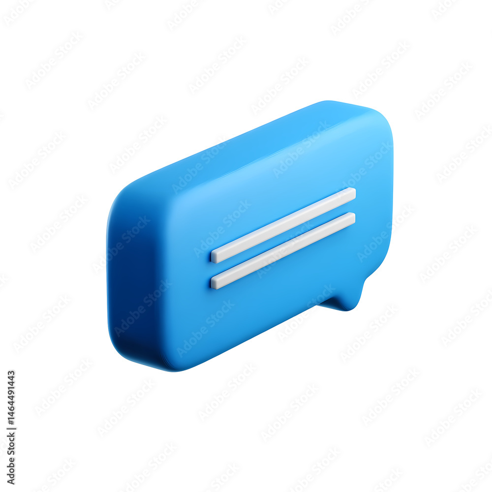 3D Render Blue Speech Bubble Chat Icon on Transparent Background 3D Render Blue Speech Bubble Chat Icon on Transparent Background