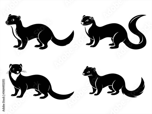 ferret sihouette black vector bundle