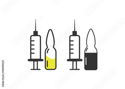 Vaccination icon syringe and vaccine