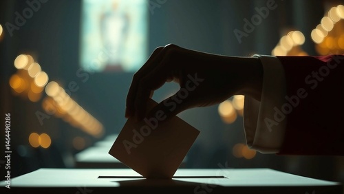 Obraz na płótnie Silhouette of a hand of the cardinal putting a ballot into voting box 4K w salonie