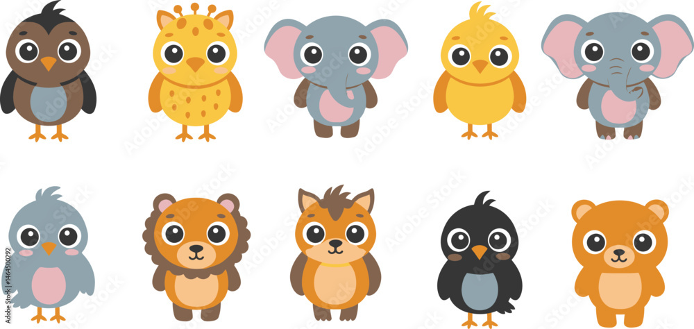 Fototapeta premium Cute Animal Friends - Clipart Set for Children’s Designs