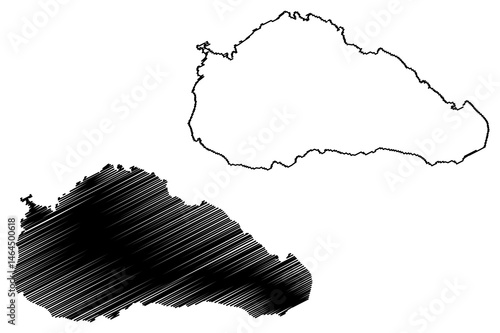 Obi island (Republic of Indonesia, South East Asia) map vector illustration, scribble sketch Obira map