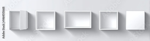 Wallpaper Mural Blank white boxes arranged in a row on a light gray background Torontodigital.ca