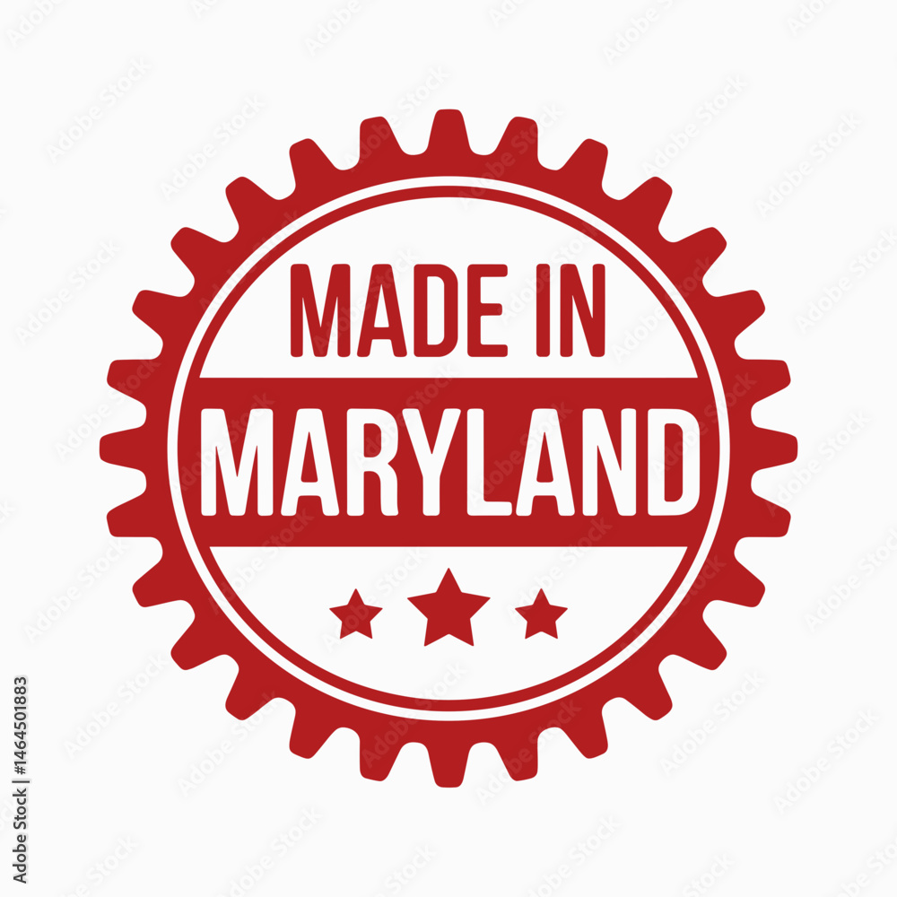Made in Maryland Gear-Shaped Logo with Stars Made in Maryland Gear-Shaped Logo with Stars