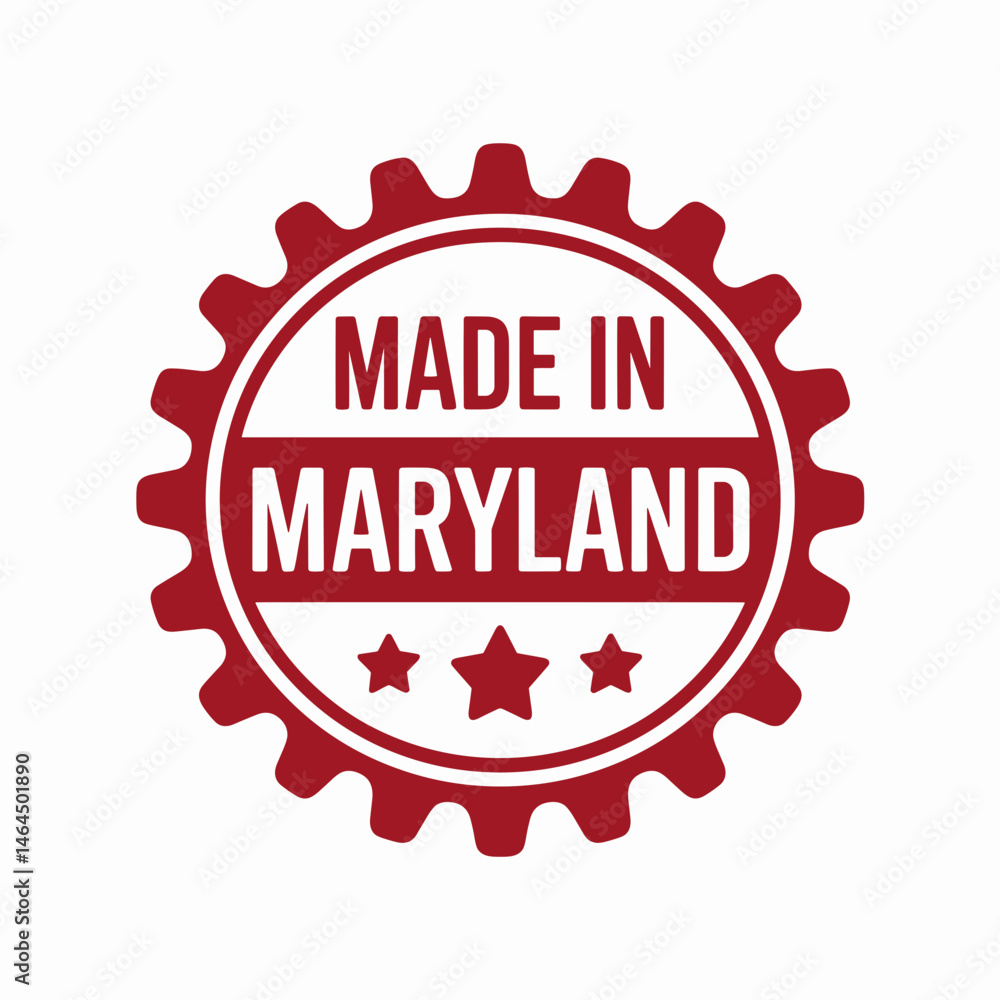 Made in Maryland Gear-Shaped Logo with Stars Made in Maryland Gear-Shaped Logo with Stars