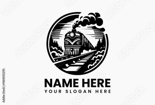 Monochrome Train Illustration. Minimalist Transportation Art