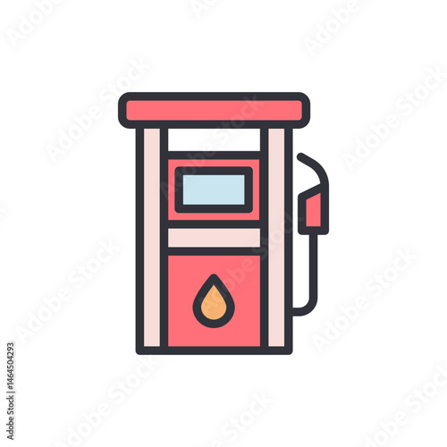 Whimsical retro gas station illustration for transportation concepts