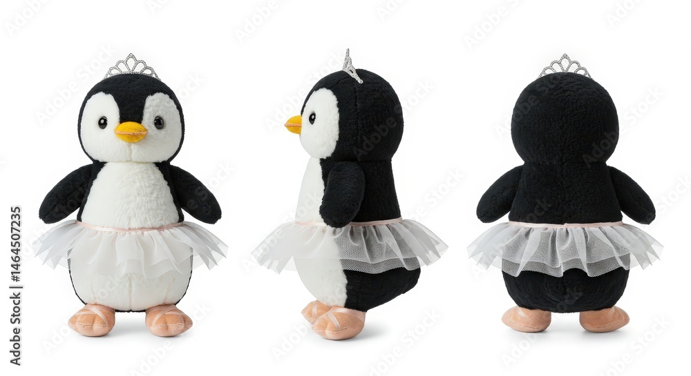 Fototapeta premium Plush penguin ballerina in white tutu showcasing delightful pose and charm