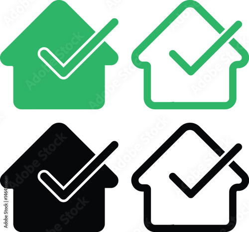 Approved Home Icons with Check Marks