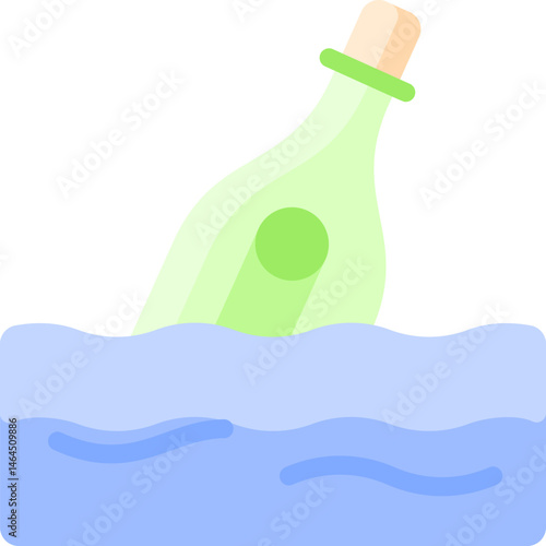 message in a bottle illustration on a white background     