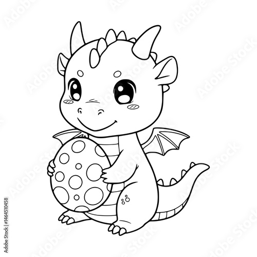 cute little dragon illustration for kids coloring pages