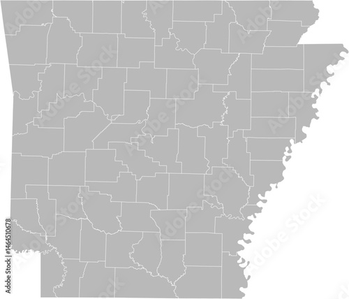 Arkansas vector map with county boundaries (Web Mercator projection, PPT-compatible & fully editable)