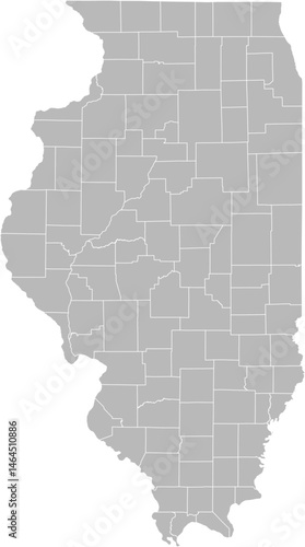Illinois vector map with county boundaries (Web Mercator projection, PPT-compatible & fully editable)