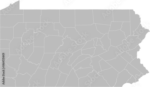 Pennsylvania vector map with county boundaries (Web Mercator projection, PPT-compatible & fully editable)