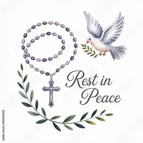 Delicate Sympathy Greeting Card Featuring a Cross, a Dove, and Heartfelt Sentiments