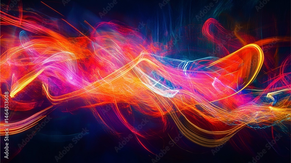 Abstract Flowing Light: Vibrant streaks of light dance across a dark canvas, creating a captivating display of energy, movement, and visual intrigue. Abstract Flowing Light: Vibrant streaks of light dance across a dark canvas, creating a captivating display of energy, movement, and visual intrigue.