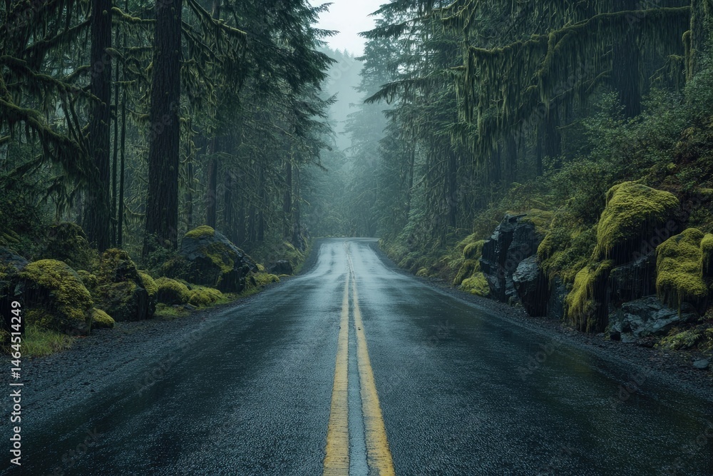 Obraz premium Misty rainforest road