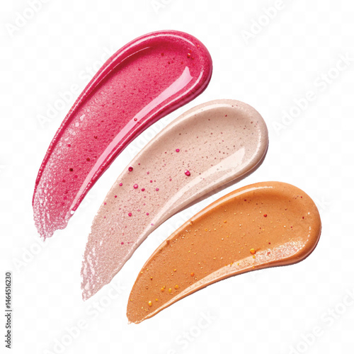 smooth glossy cosmetics swatches isolated on white background