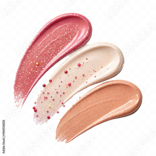 smooth glossy cosmetics swatches isolated on white background