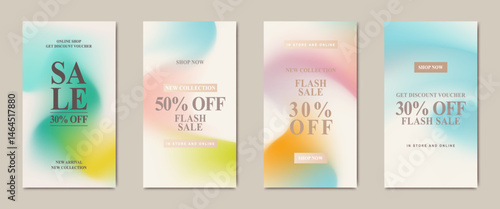 promotion web banner for social media mobile apps. Elegant sale and discount promo backgrounds with abstract gradient mesh. Email ad newsletter layouts
