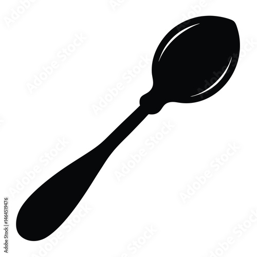 An elegant black silhouette of a sleek, modern spoon offers a culinary touch