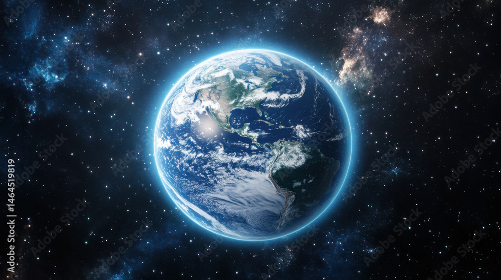 Fototapeta premium Connected World: Global Network Concept and Telecommunication Across Planet Earth