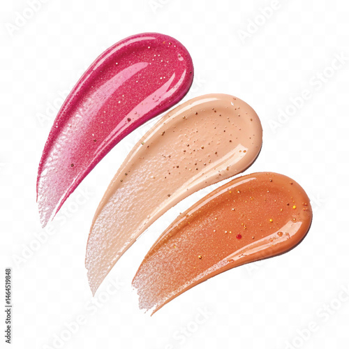 smooth glossy cosmetics swatches isolated on white background