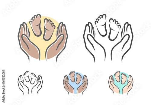 Baby Care Logo with Hands and Feet