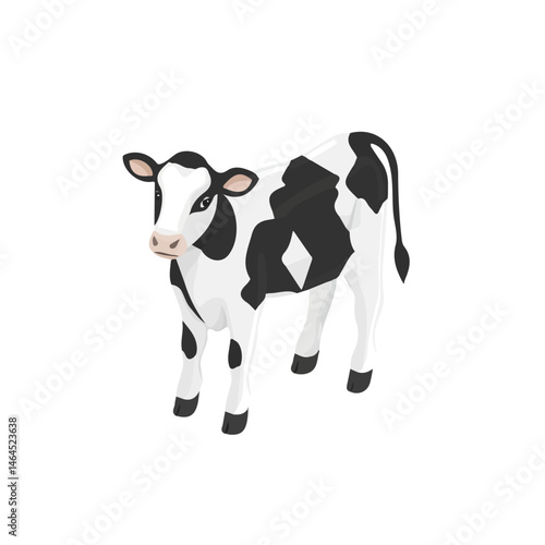 Cow 2D flat vector illustration, isolated on a white background.