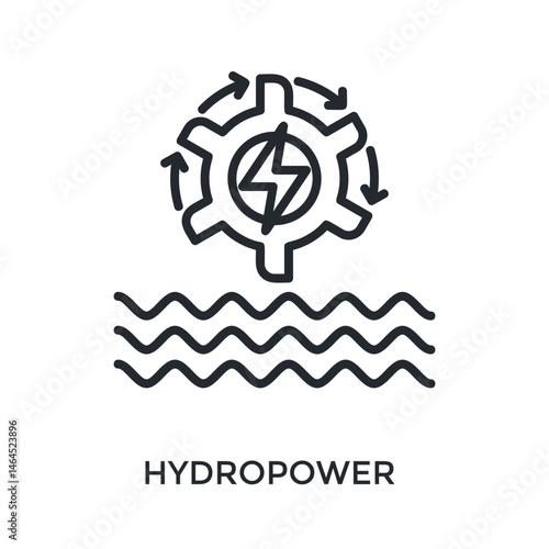 Hydropower Icon Outline Style. Vector Illustration For Graphic Design