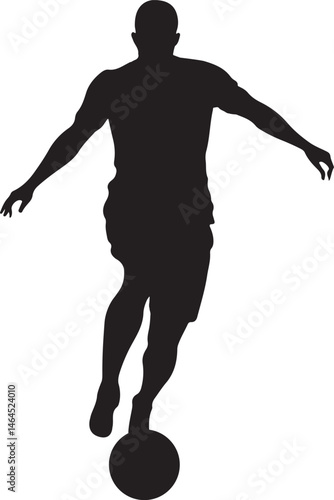 Dynamic Football Player Silhouette Vector Illustration – Action Sports Banner Graphic for Soccer Design and Creative Motion Concept