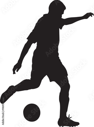 Dynamic Football Player Silhouette Vector Illustration – Action Sports Banner Graphic for Soccer Design and Creative Motion Concept