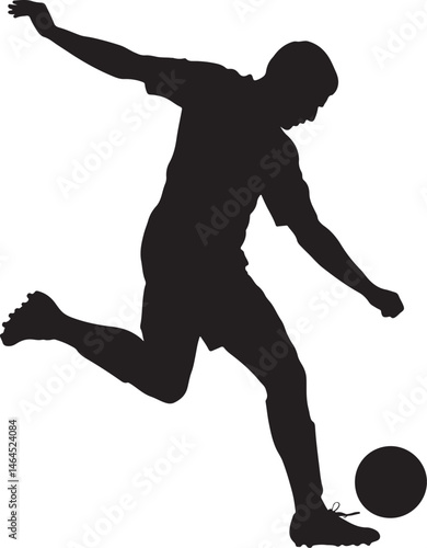 Dynamic Football Player Silhouette Vector Illustration – Action Sports Banner Graphic for Soccer Design and Creative Motion Concept