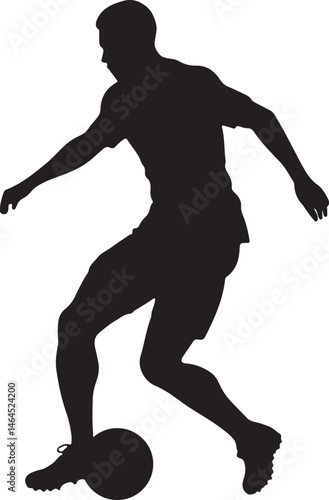 Dynamic Football Player Silhouette Vector Illustration – Action Sports Banner Graphic for Soccer Design and Creative Motion Concept