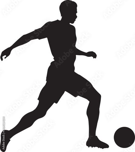 Dynamic Football Player Silhouette Vector Illustration – Action Sports Banner Graphic for Soccer Design and Creative Motion Concept