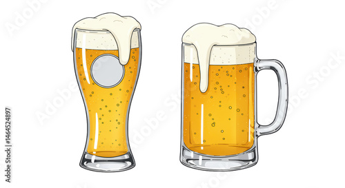 Isolated Two Glasses of Beer