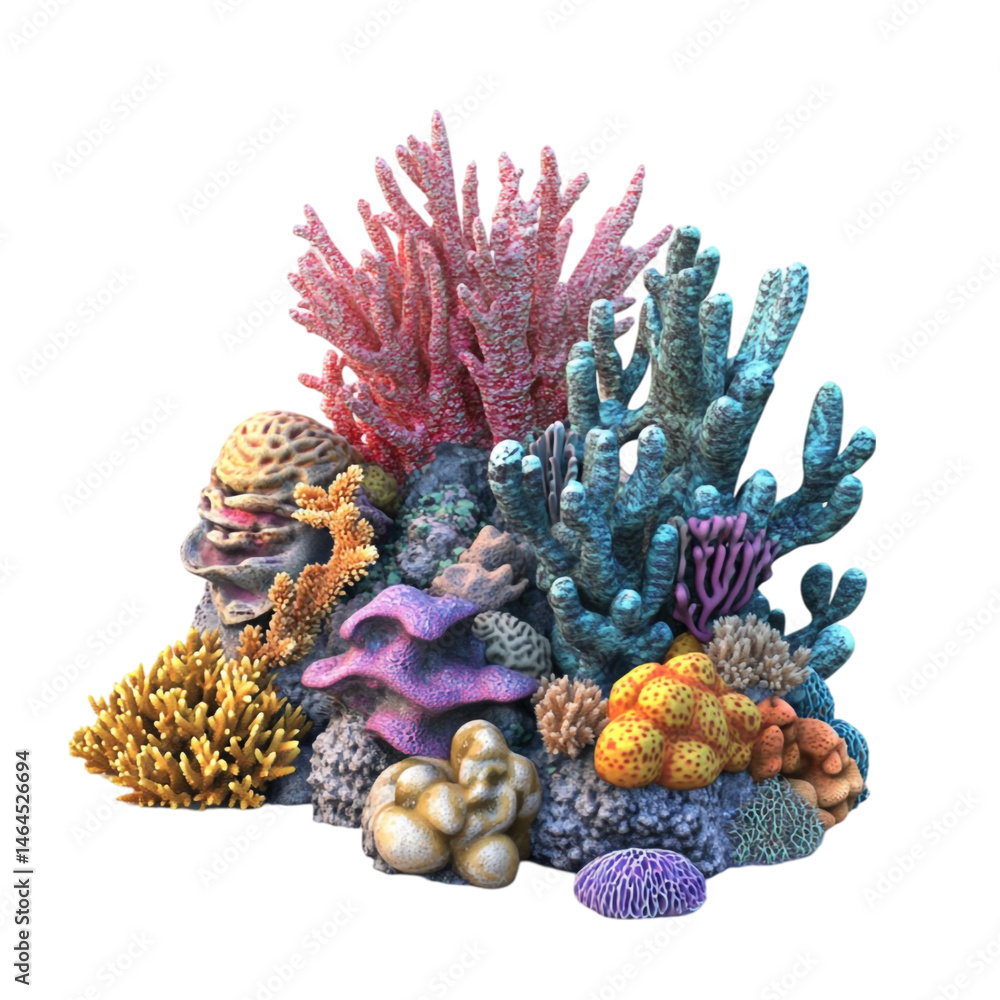 Fototapeta premium Vibrant coral reef scene showcasing diverse colorful corals and marine life a beautiful underwater world