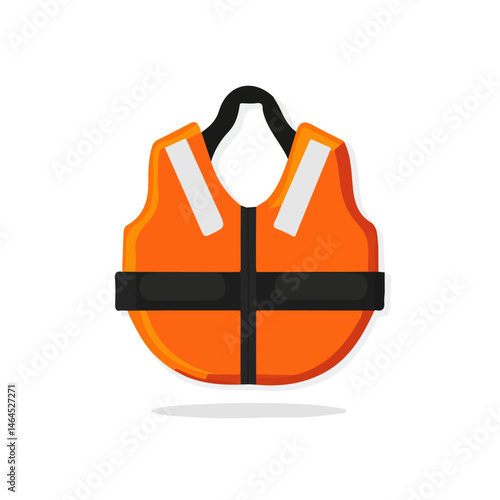 2D flat Life Jacket vector illustration, isolated on a white background.