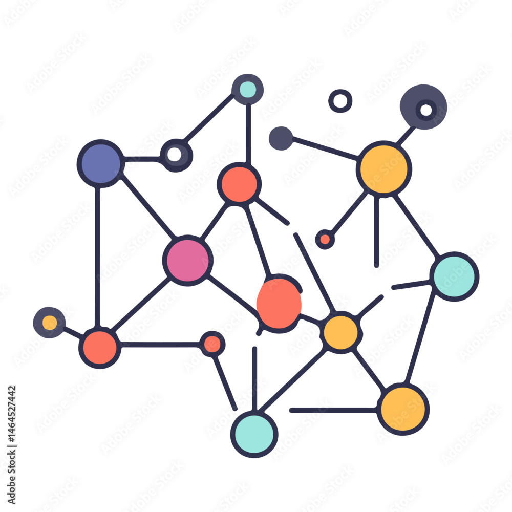 Machine Learning Graph 2D flat vector illustration, isolated on a white background. Machine Learning Graph 2D flat vector illustration, isolated on a white background.