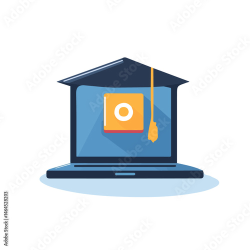 2D flat vector illustration of Online Course, isolated on a white background.